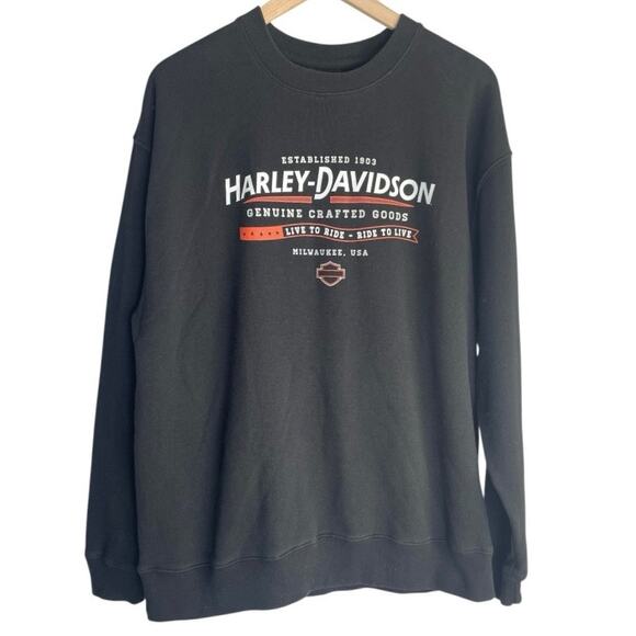 Harley-Davidson Milwaukee, USA Black Crewneck Graphic Sweatshirt Extra Large - Picture 1 of 3